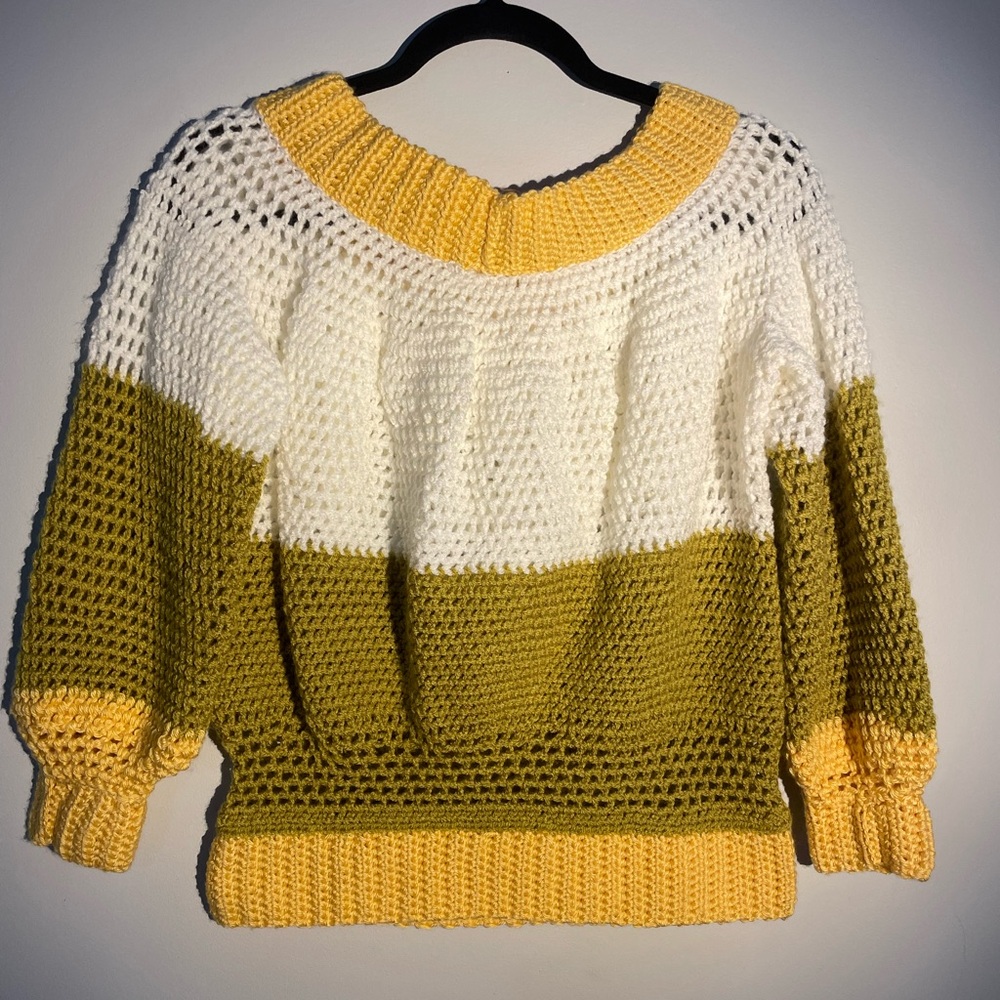Colorblock Crochet Sweater - 60s Colorway
